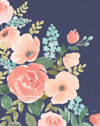 Blooming Delight I Black Ornate Wood Framed Art Print with Double Matting by Jackson, Jenaya