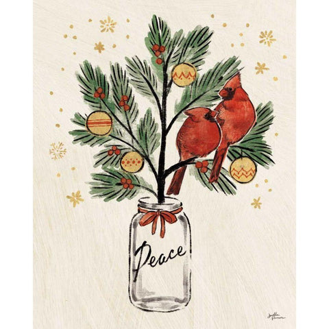 Christmas Lovebirds XIII White Modern Wood Framed Art Print by Penner, Janelle