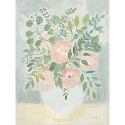 Blushing Bouquet White Modern Wood Framed Art Print by Zaman, Farida