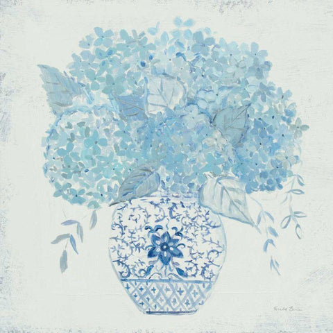 Hydrangea Fun White Modern Wood Framed Art Print by Zaman, Farida