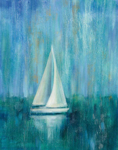 Sailboat Simplicity I White Modern Wood Framed Art Print with Double Matting by Vassileva, Silvia