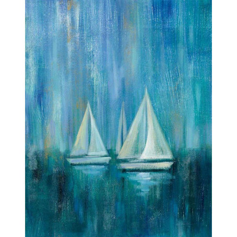 Sailboat Simplicity II Black Modern Wood Framed Art Print with Double Matting by Vassileva, Silvia