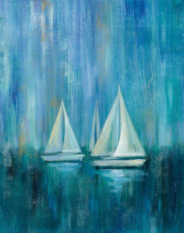 Sailboat Simplicity II White Modern Wood Framed Art Print with Double Matting by Vassileva, Silvia