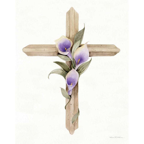 Easter Blessing Cross II Black Modern Wood Framed Art Print with Double Matting by McKenna, Kathleen Parr