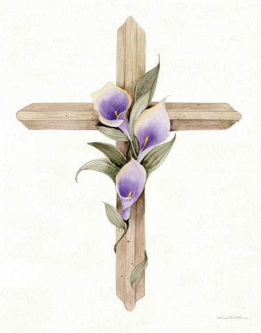 Easter Blessing Cross II White Modern Wood Framed Art Print with Double Matting by McKenna, Kathleen Parr