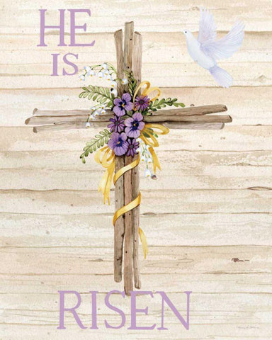 Easter Blessing Saying III with Cross v2 White Modern Wood Framed Art Print with Double Matting by McKenna, Kathleen Parr