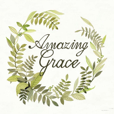 Wreath with Words II White Modern Wood Framed Art Print with Double Matting by McKenna, Kathleen Parr