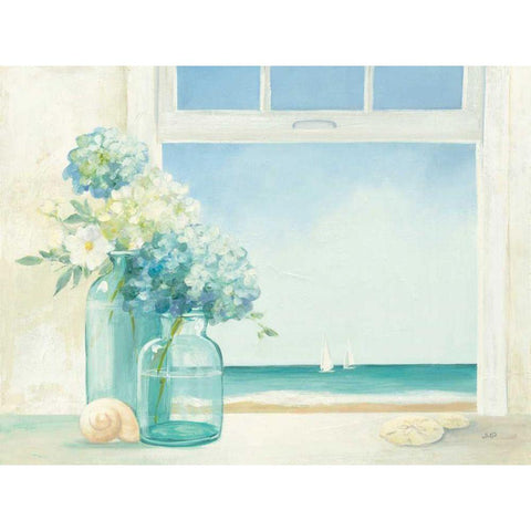 Seaside Hydrangea White Modern Wood Framed Art Print by Purinton, Julia