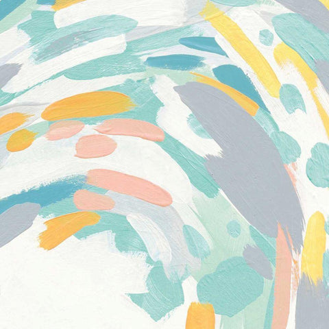 Laughter II Turquoise and Peach White Modern Wood Framed Art Print by Hershey, Moira