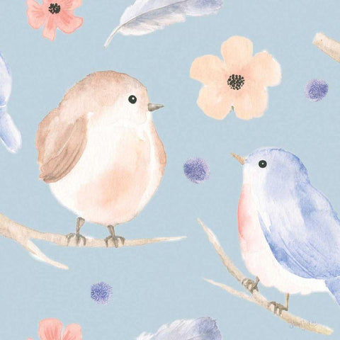 Spring Sentiments Pattern IA White Modern Wood Framed Art Print by Jackson, Jenaya