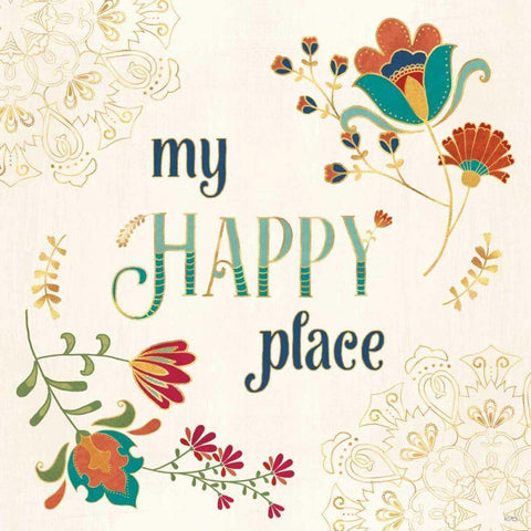 Folk Floral IV White Modern Wood Framed Art Print with Double Matting by Charron, Veronique