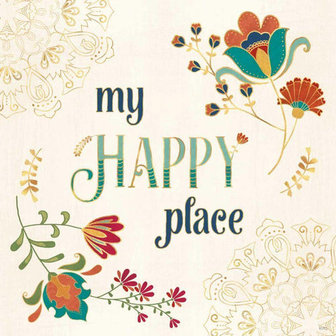 Folk Floral IV Black Modern Wood Framed Art Print by Charron, Veronique