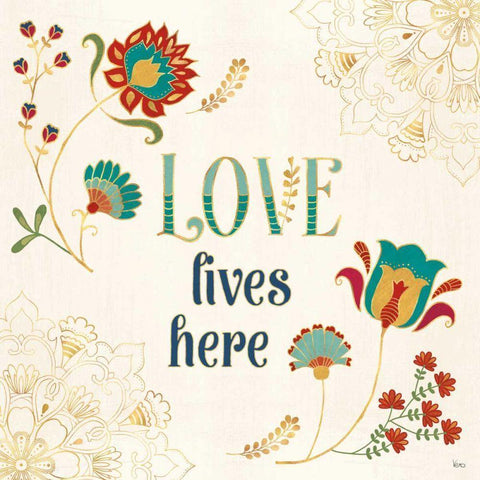 Folk Floral V White Modern Wood Framed Art Print by Charron, Veronique