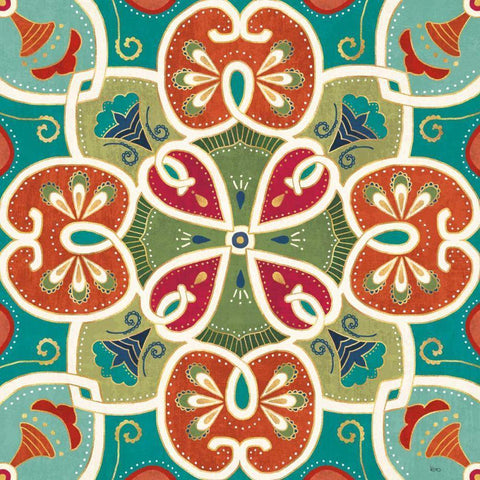 Folk Floral VI White Modern Wood Framed Art Print by Charron, Veronique