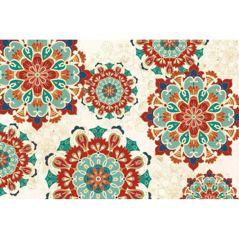 Folk Floral VIII Gold Ornate Wood Framed Art Print with Double Matting by Charron, Veronique