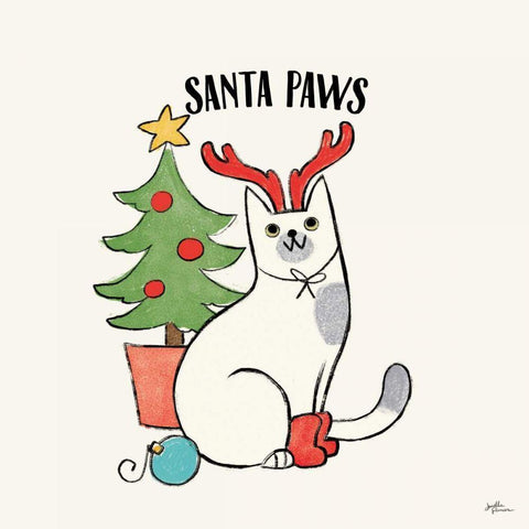 Santa Paws V Black Modern Wood Framed Art Print by Penner, Janelle