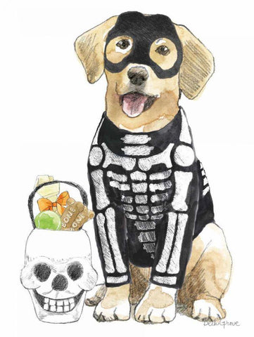 Halloween Pets VII White Modern Wood Framed Art Print with Double Matting by Grove, Beth