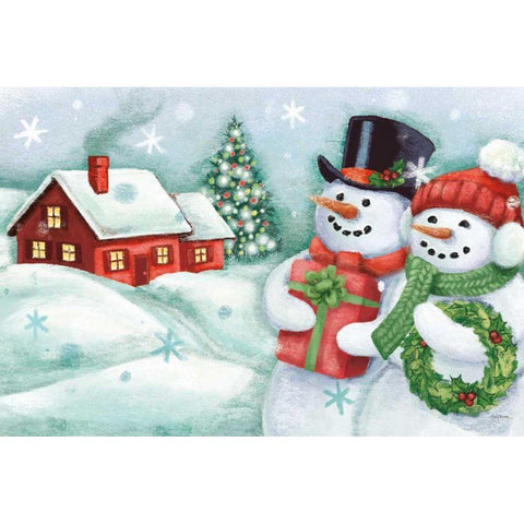 Classic Snowmen II Gold Ornate Wood Framed Art Print with Double Matting by Urban, Mary