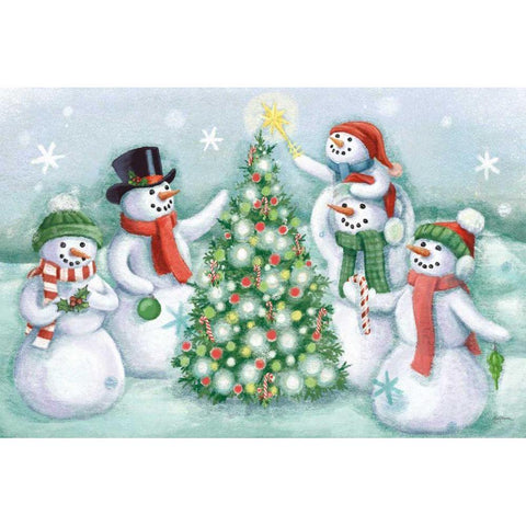 Classic Snowmen IV Gold Ornate Wood Framed Art Print with Double Matting by Urban, Mary