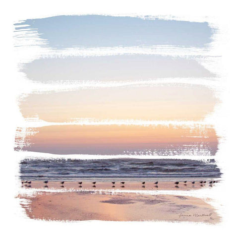 Sunset Stripes I White Modern Wood Framed Art Print with Double Matting by Marshall, Laura