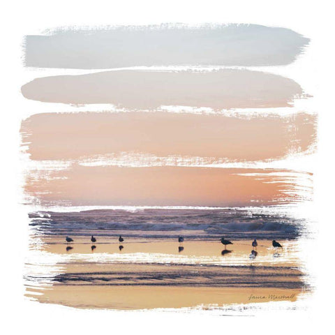 Sunset Stripes II White Modern Wood Framed Art Print with Double Matting by Marshall, Laura