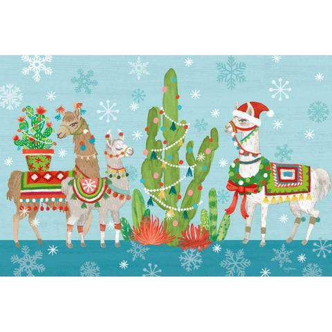 Lovely Llamas Christmas I Black Modern Wood Framed Art Print by Urban, Mary