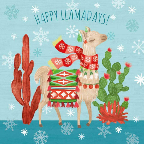 Lovely Llamas Christmas IV White Modern Wood Framed Art Print by Urban, Mary