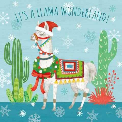Lovely Llamas Christmas V White Modern Wood Framed Art Print by Urban, Mary