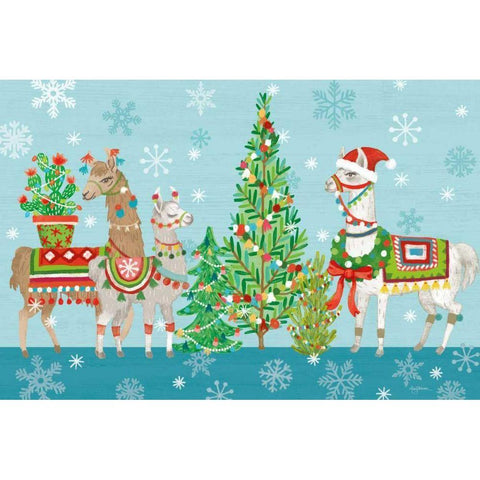 Lovely Llamas Christmas VIII Gold Ornate Wood Framed Art Print with Double Matting by Urban, Mary