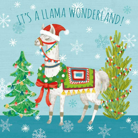 Lovely Llamas Christmas XII White Modern Wood Framed Art Print by Urban, Mary