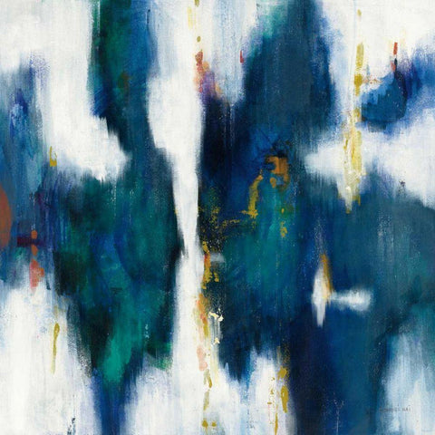 Blue Texture I White Modern Wood Framed Art Print by Nai, Danhui