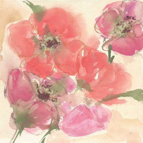 Coral Blooms I White Modern Wood Framed Art Print by Paschke, Chris