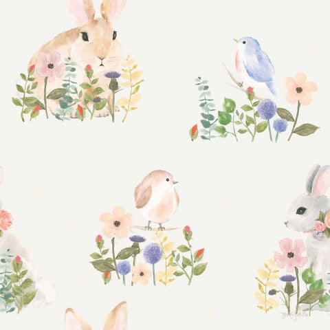 Spring Sentiments Pattern VIB Gold Ornate Wood Framed Art Print with Double Matting by Jackson, Jenaya