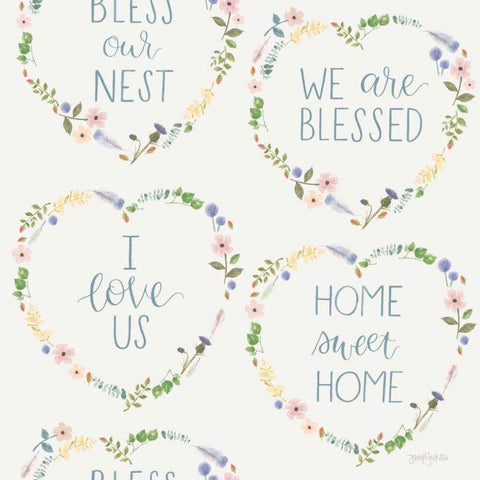 Spring Sentiments Pattern VIIB White Modern Wood Framed Art Print by Jackson, Jenaya