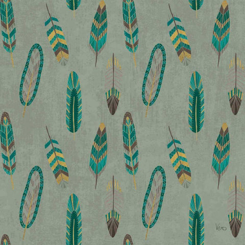 Cool Feathers Step 11B White Modern Wood Framed Art Print with Double Matting by Charron, Veronique