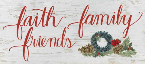 Christmas Holiday - Faith Family Friends v2 White Modern Wood Framed Art Print with Double Matting by Wiens, James