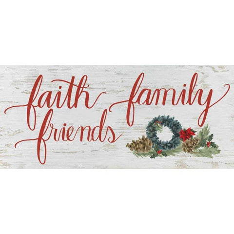 Christmas Holiday - Faith Family Friends v2 White Modern Wood Framed Art Print by Wiens, James