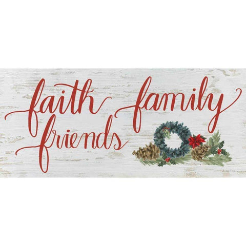 Christmas Holiday - Faith Family Friends v2 Gold Ornate Wood Framed Art Print with Double Matting by Wiens, James