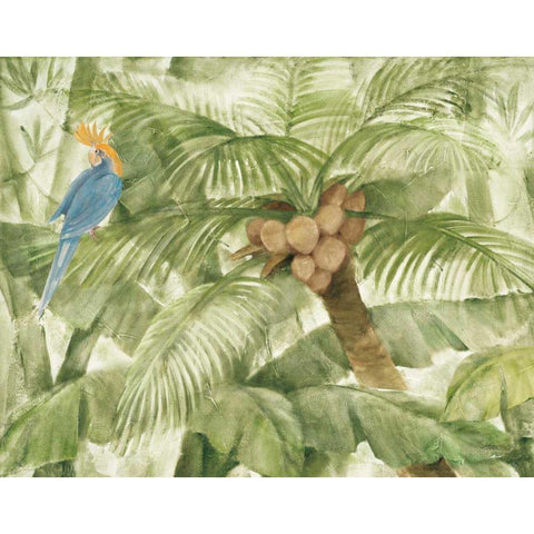 Tropical Canopy I Green Gold Ornate Wood Framed Art Print with Double Matting by Hristova, Albena