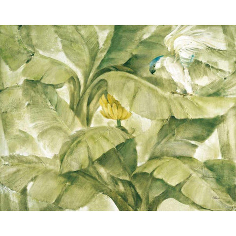 Tropical Canopy II Green Black Modern Wood Framed Art Print with Double Matting by Hristova, Albena