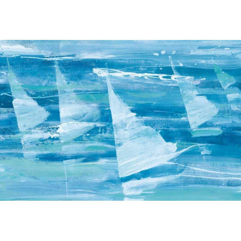 Summer Sail III Blue Gold Ornate Wood Framed Art Print with Double Matting by Hristova, Albena