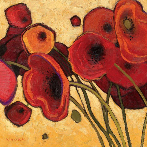 Poppies WIldly I White Modern Wood Framed Art Print by Novak, Shirley