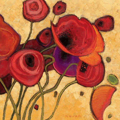Poppies Wildly II White Modern Wood Framed Art Print by Novak, Shirley
