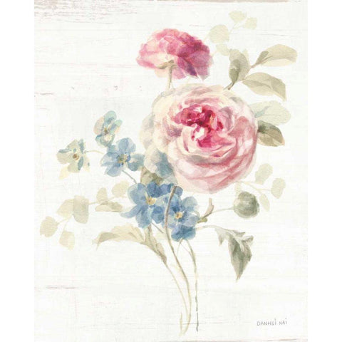 Cottage Garden II Black Modern Wood Framed Art Print with Double Matting by Nai, Danhui