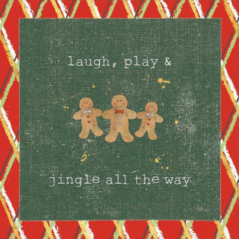 Christmas Cuties VI Dark Green Black Modern Wood Framed Art Print by Pela Studio