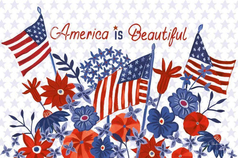 America the Beautiful I Black Ornate Wood Framed Art Print with Double Matting by Zaman, Farida