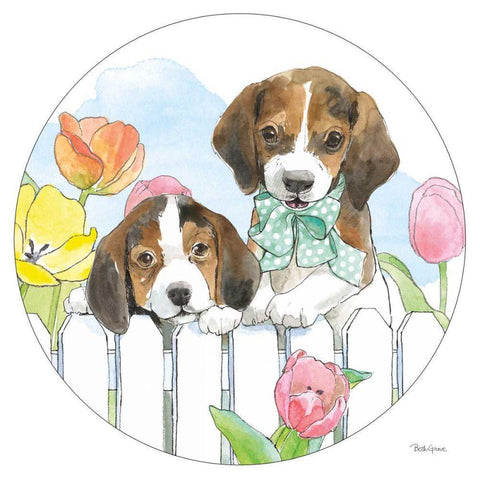 Easter Pups IX White Modern Wood Framed Art Print with Double Matting by Grove, Beth
