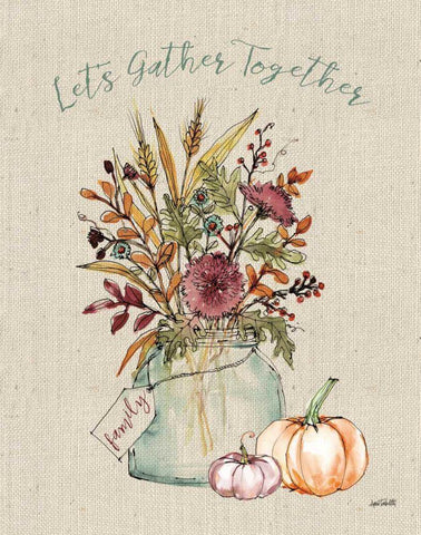 Festive Foliage III Burlap White Modern Wood Framed Art Print with Double Matting by Tavoletti, Anne