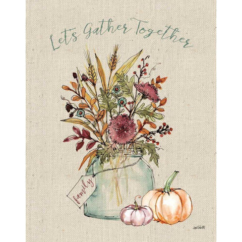 Festive Foliage III Burlap Black Modern Wood Framed Art Print by Tavoletti, Anne