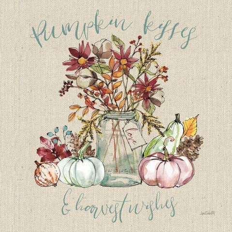 Festive Foliage I Sq Burlap Black Modern Wood Framed Art Print with Double Matting by Tavoletti, Anne